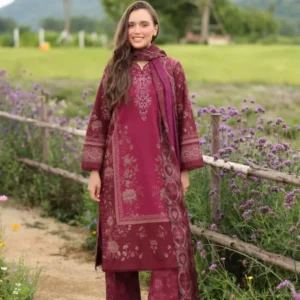 Maroon Embroidered 3 Piece Kurta Set for Women